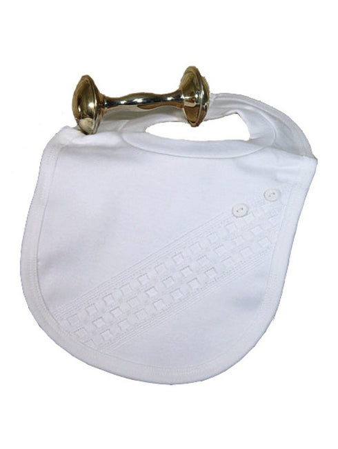 Little Things Mean A Lot White Window Pane Trim Button Bib - SophiasStyle.com